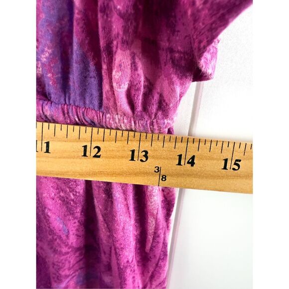 Anthro Daily Practice Tiered Ruffle Mini Dress Pink Purple YCX Print Small - Picture 7 of 14